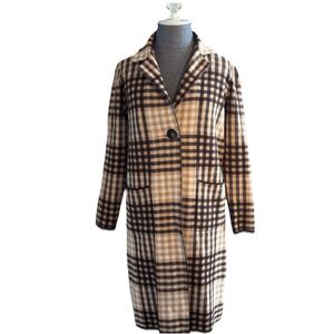 RACHEL Rachel Roy Womens Plaid Sweater Coat Duster Cardigan Sz S Preppy Academia